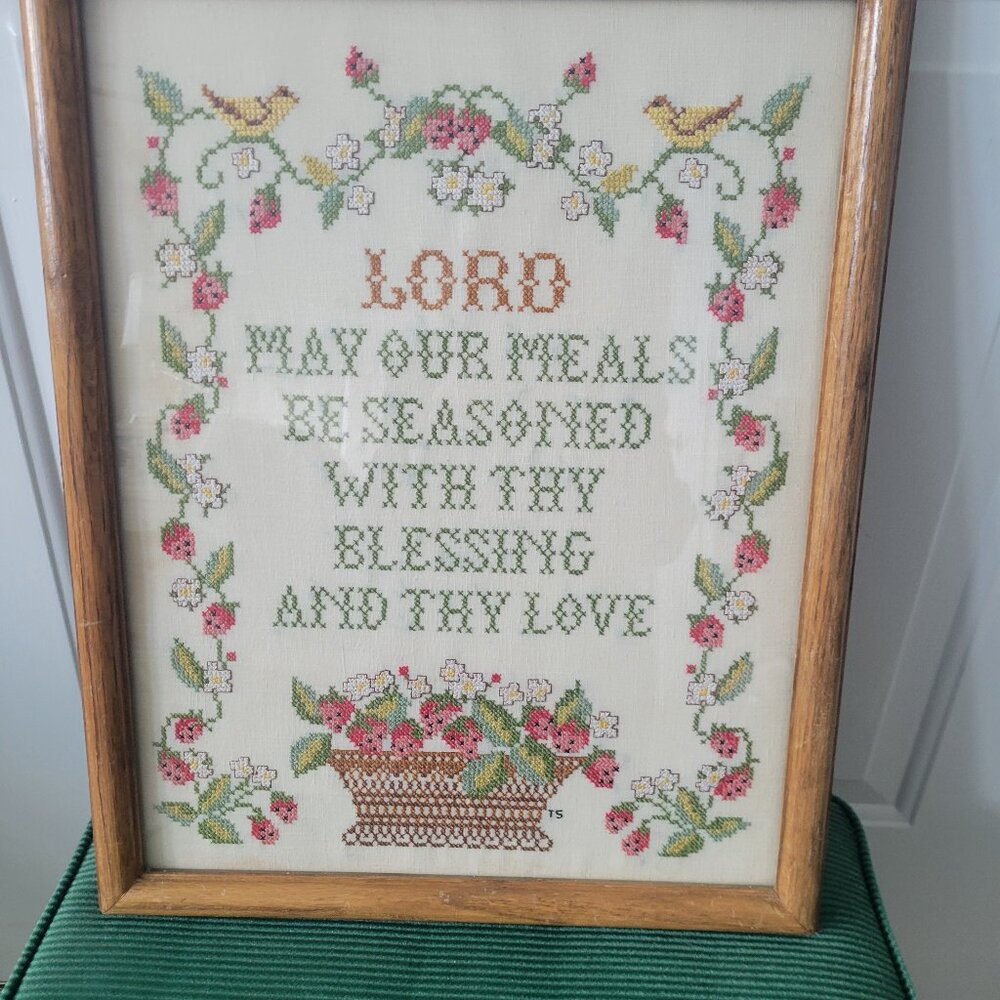 Lovely Hand Stitched Strawberry Sampler